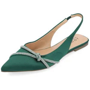 Journee Womens Rebbel Sling Back Pointed Toe Evening Dress Flats