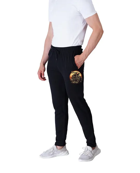 Kart Black Men's Printed Track Pants | Black Color Track Pant | Black - Bike