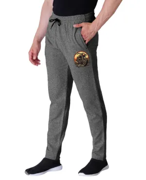 Kart Black Men's Printed Track Pants | Black Melange Color Track Pant | Andra - Andra Bike
