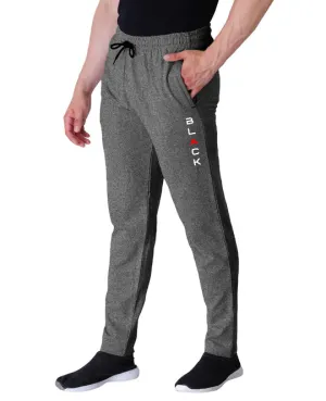 Kart Black Men's Printed Track Pants | Black Melange Color Track Pant | Andra - Black