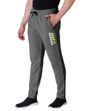 Kart Black Men's Printed Track Pants | Black Melange Color Track Pant | Andra - Keeprunning