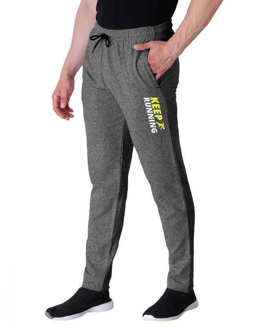 Kart Black Men's Printed Track Pants | Black Melange Color Track Pant | Andra - Keeprunning