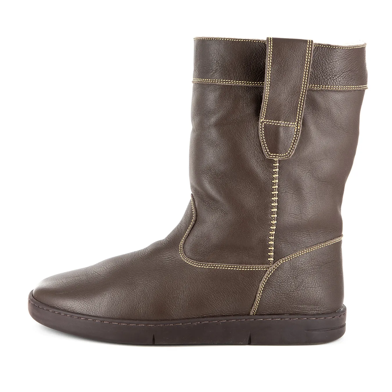 Kubanda : Men's Leather 100% Wool-Lined Boots in Choc Delta