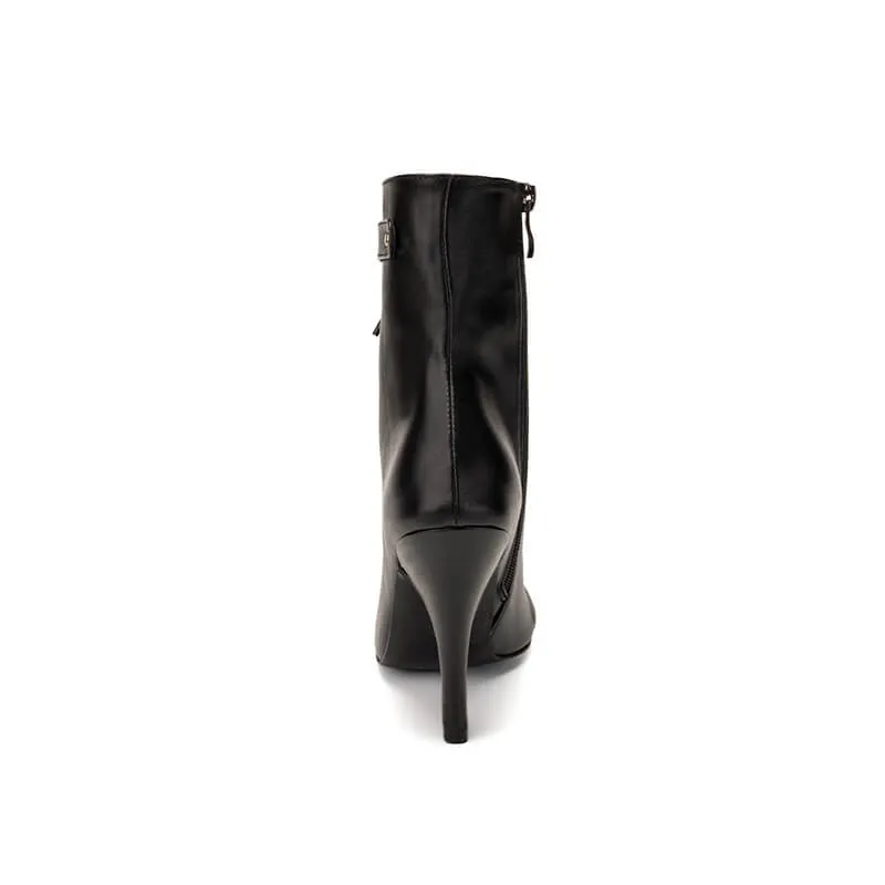 Lace-up Front Stiletto Heeled Ankle Boots
