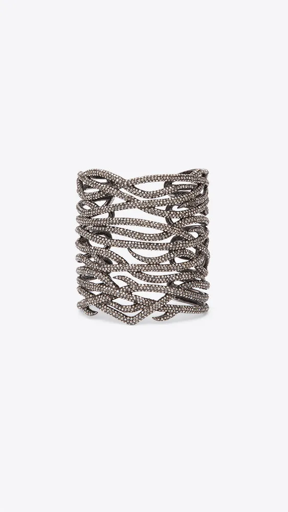 Large Silver Oxidized Cuff