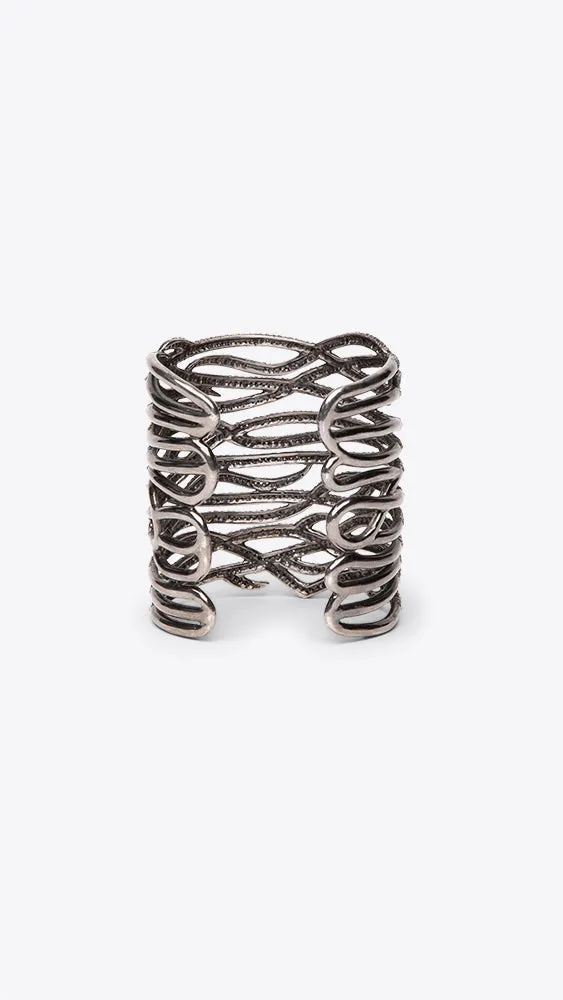 Large Silver Oxidized Cuff