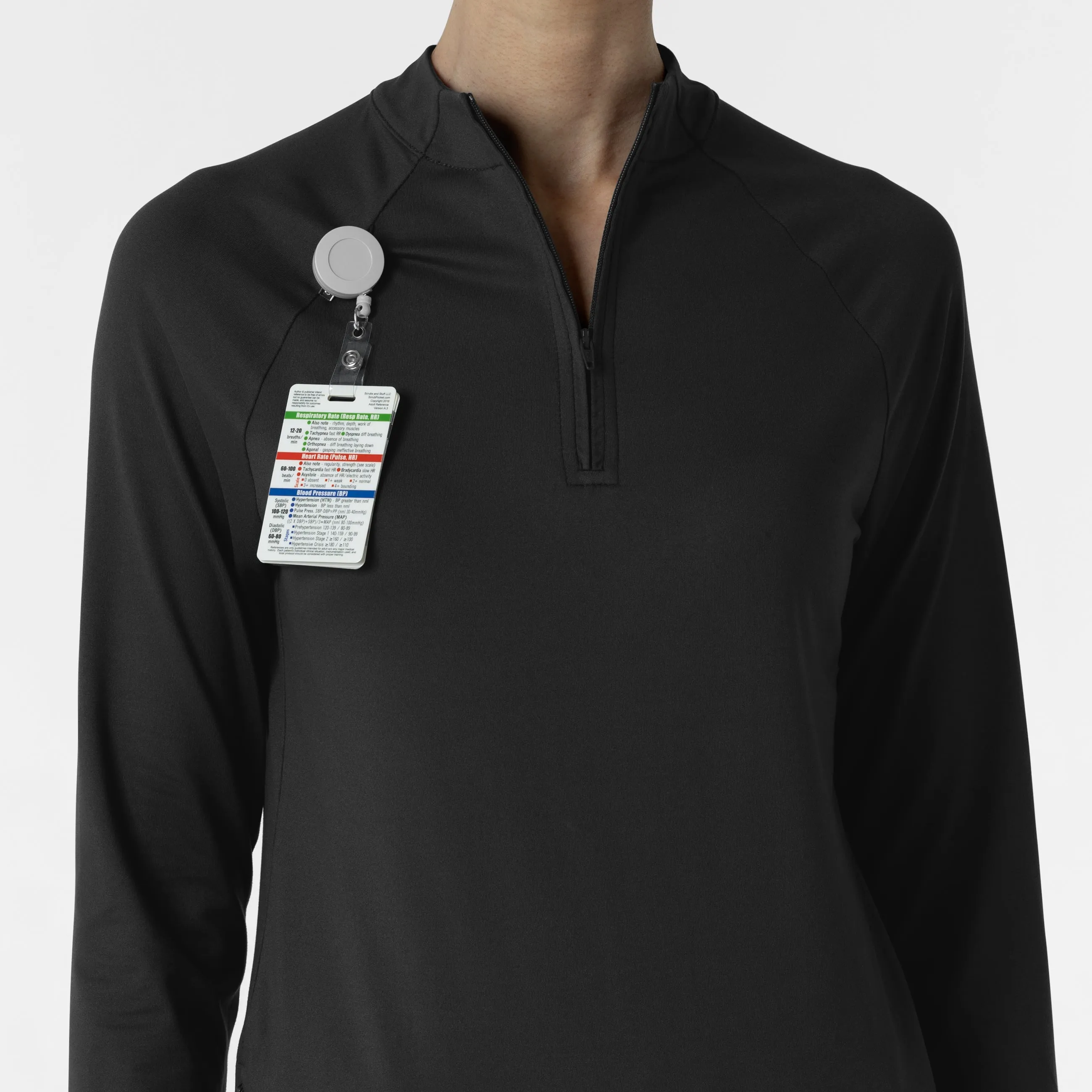 Layers 2239 Watch Window Quarter Zip Scrub Top Black