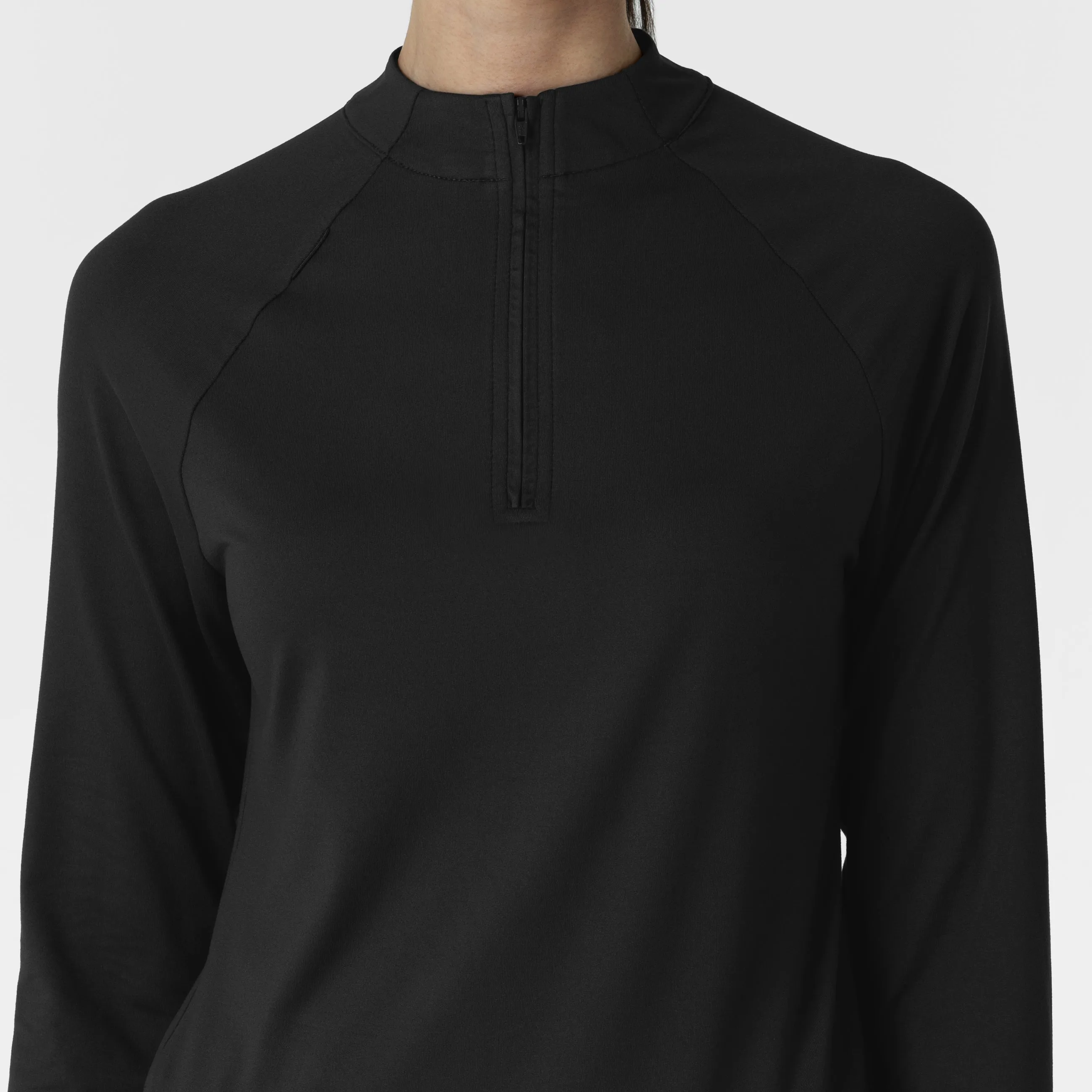 Layers 2239 Watch Window Quarter Zip Scrub Top Black