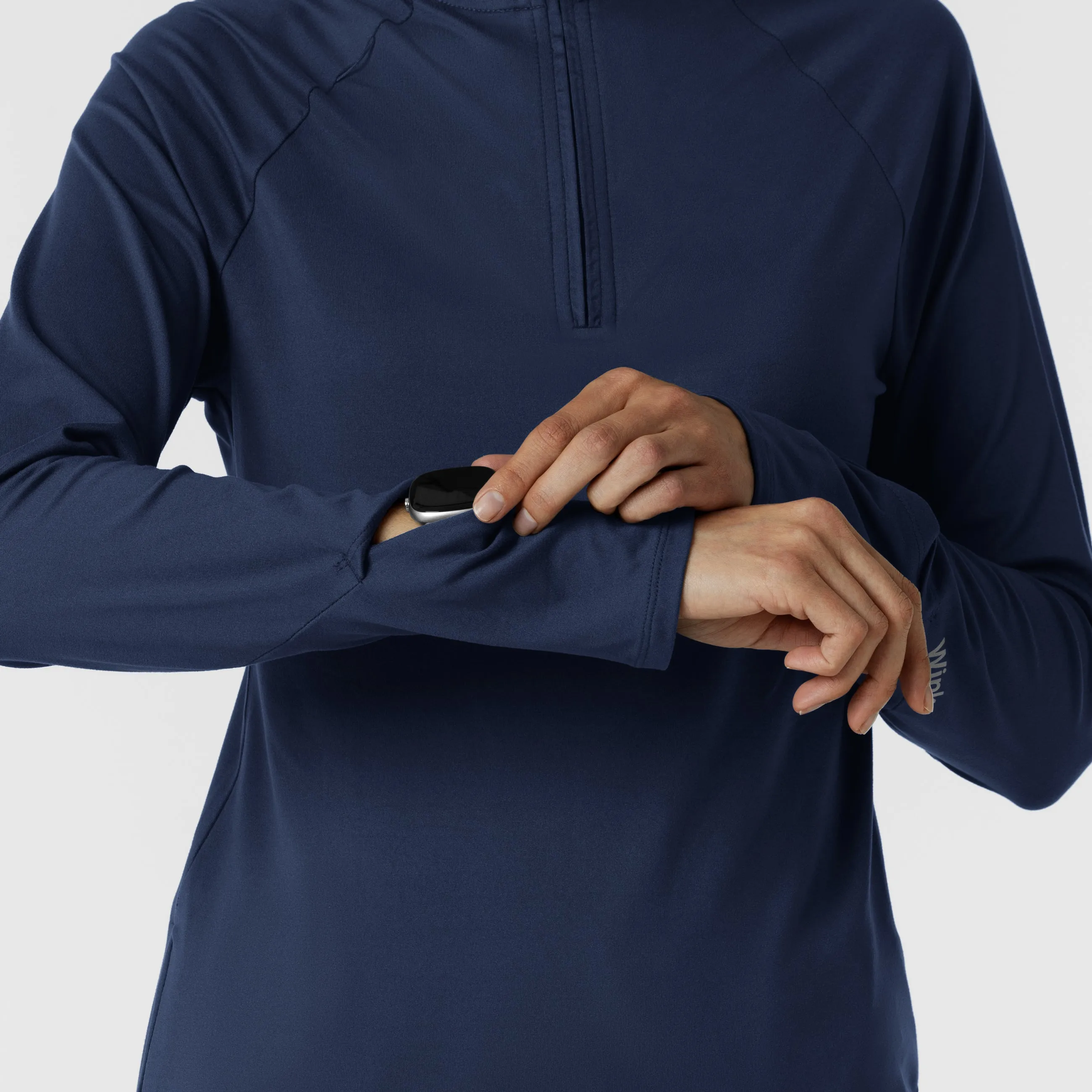 Layers 2239 Watch Window Quarter Zip Scrub Top Navy
