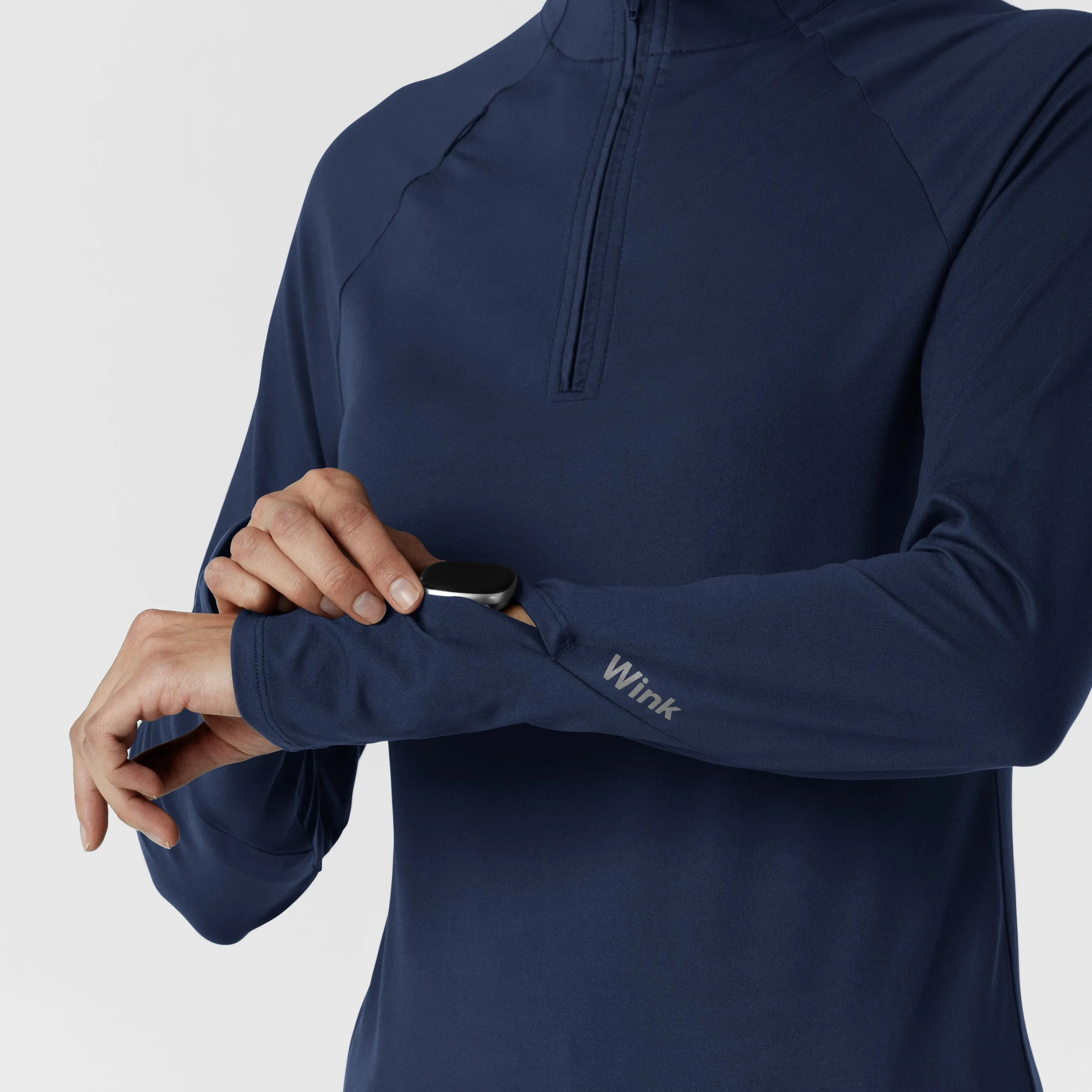 Layers 2239 Watch Window Quarter Zip Scrub Top Navy