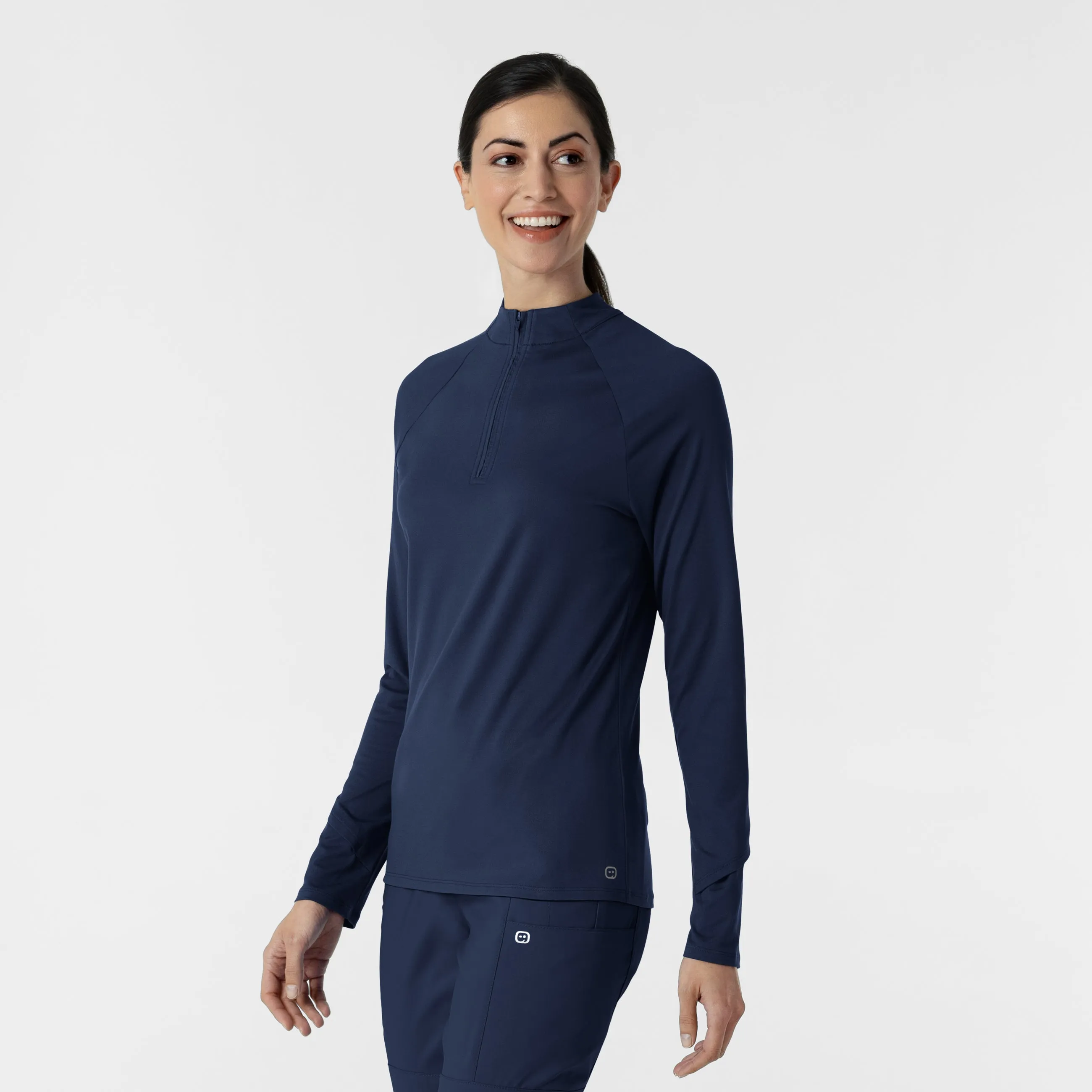 Layers 2239 Watch Window Quarter Zip Scrub Top Navy