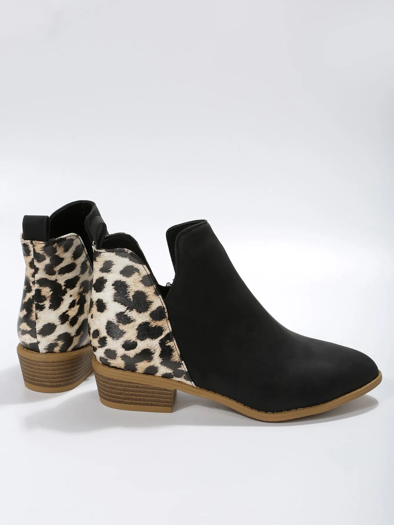 Leopard Pattern Slip On Boots - Black - FD ⚡