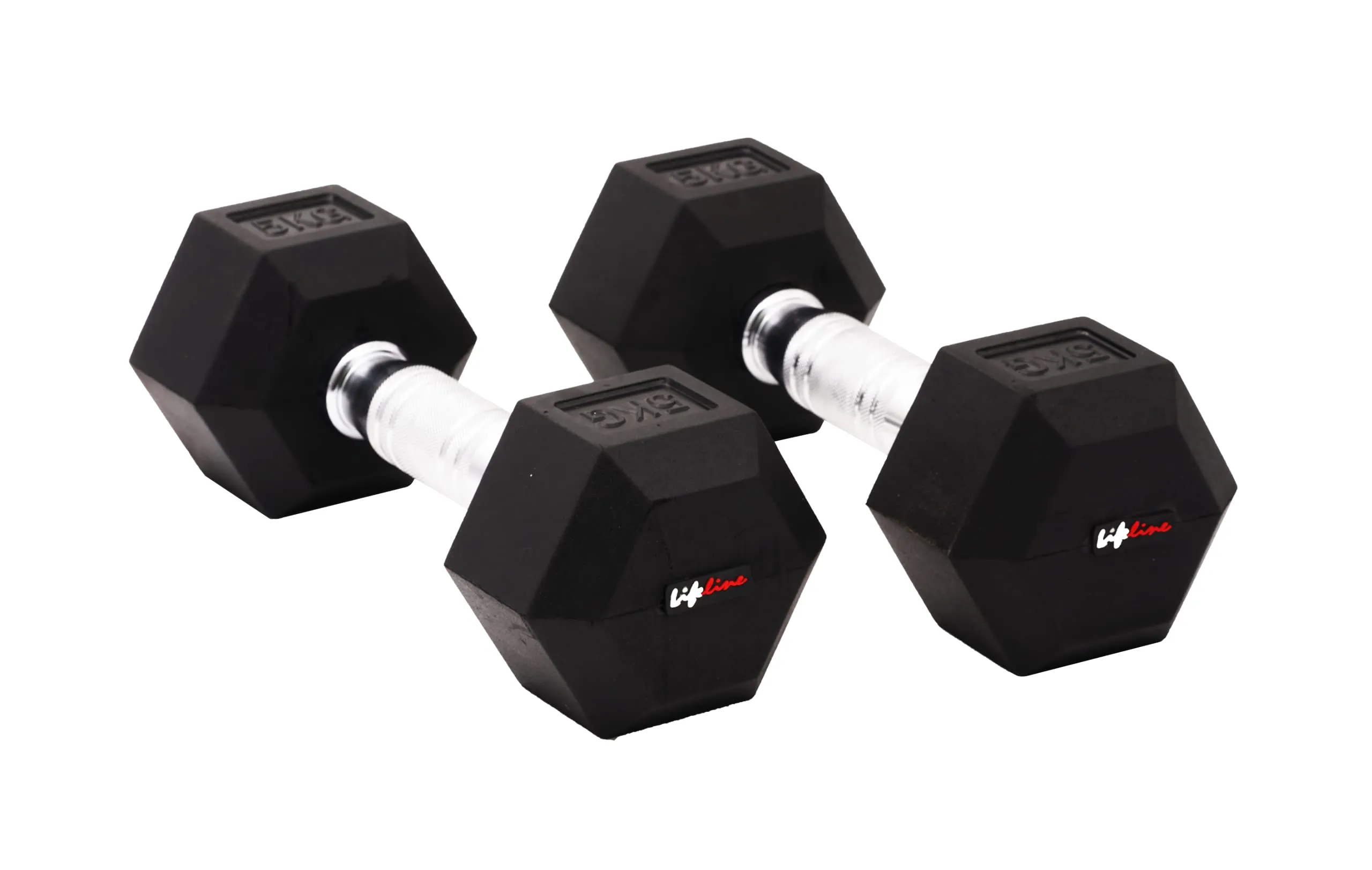 Lifeline 20 Kg Hexa Dumbbell Set Ideal for Home Gym Exercise Workout for Men & Women, Cast Iron Rubber Coated Encased, Perfect for Home Fitness- Pack of 2