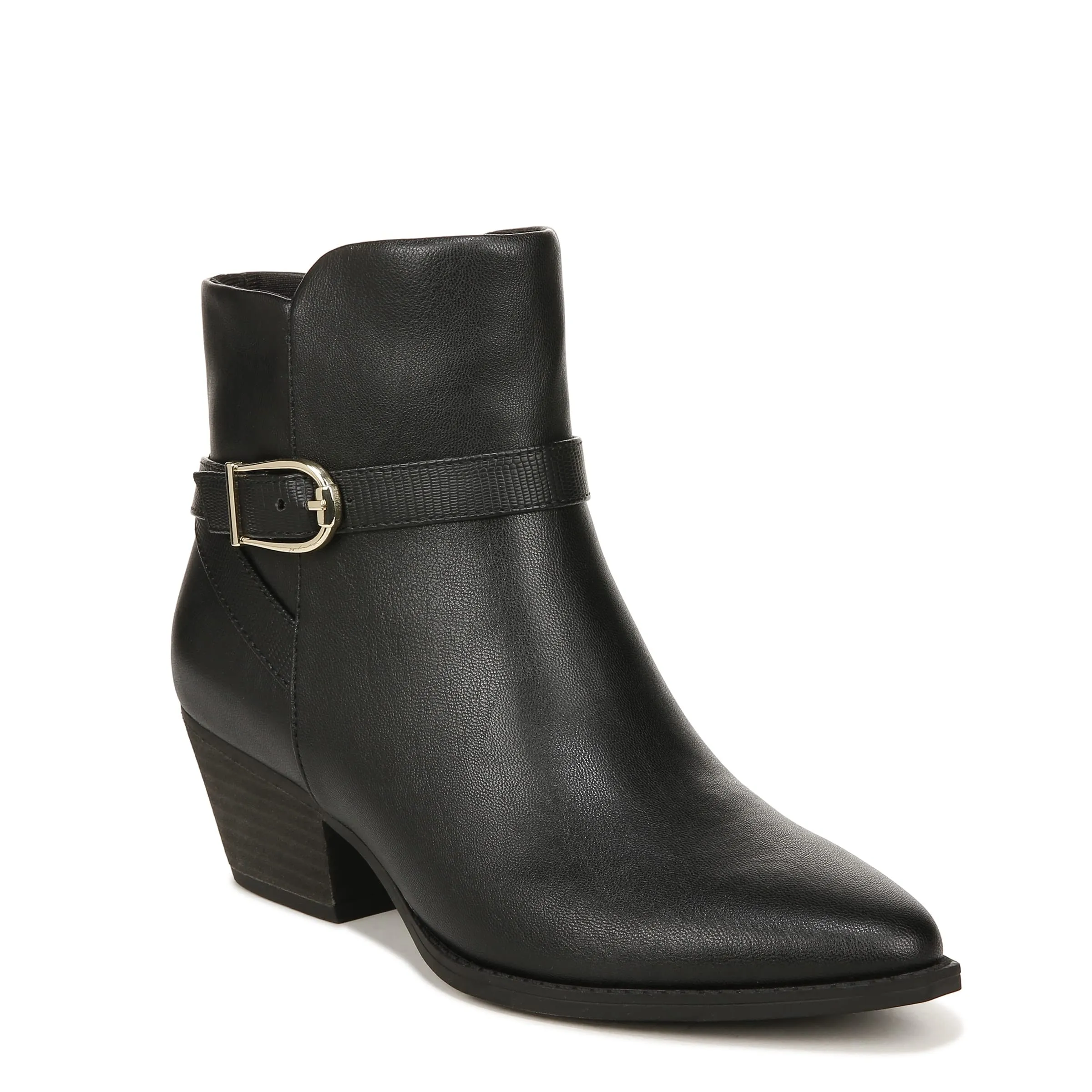 LifeStride Womens Roxanne Western Block Heeled Ankle Booties Black Smooth 6 M