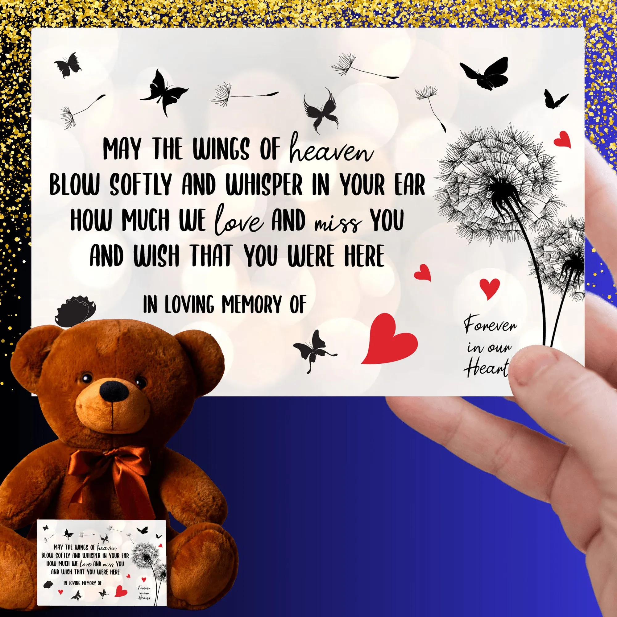 May The Wings of Heaven Teddy Bear with Message Card, PRICE INCLUDES FREE SHIPPING