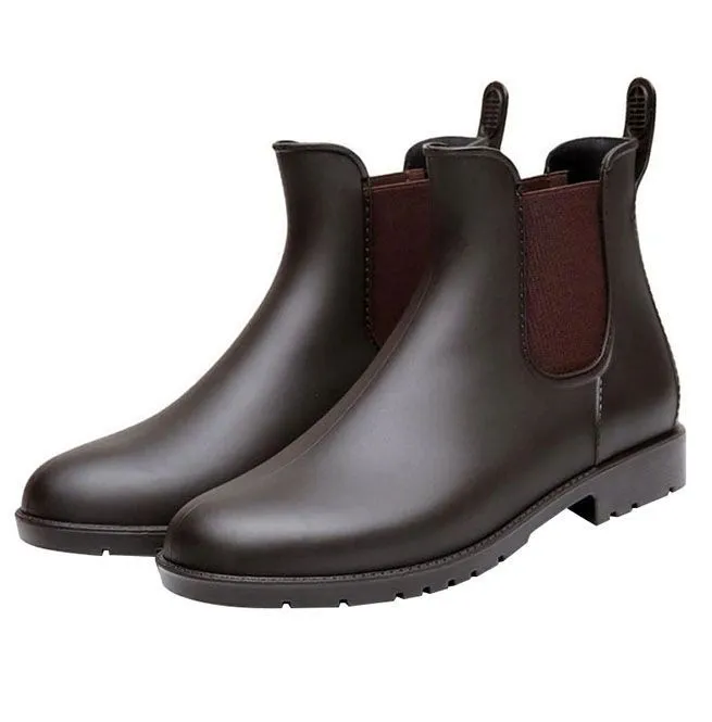 Men's Elastic Band Ankle Chelsea Boots in PVC Leather