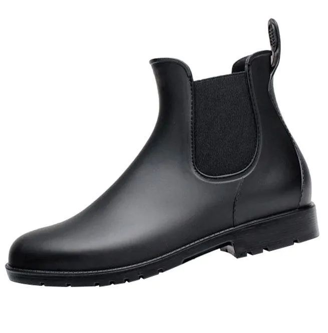 Men's Elastic Band Ankle Chelsea Boots in PVC Leather