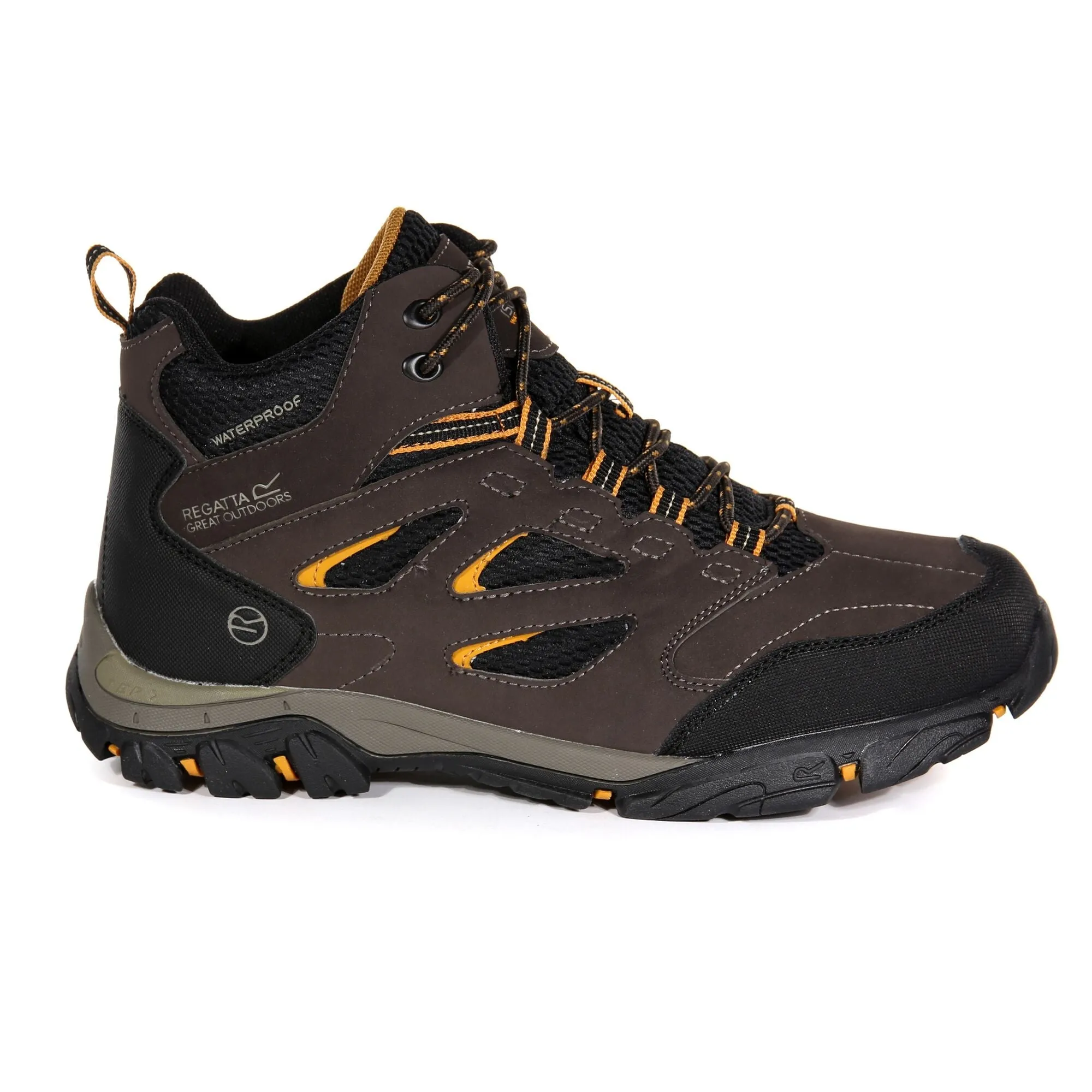 Men's Holcombe Waterproof Mid Walking Boots Peat Inca Gold