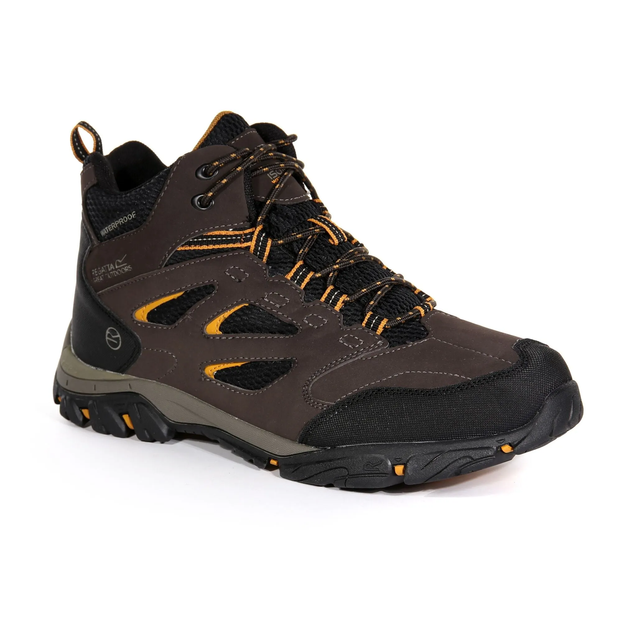 Men's Holcombe Waterproof Mid Walking Boots Peat Inca Gold