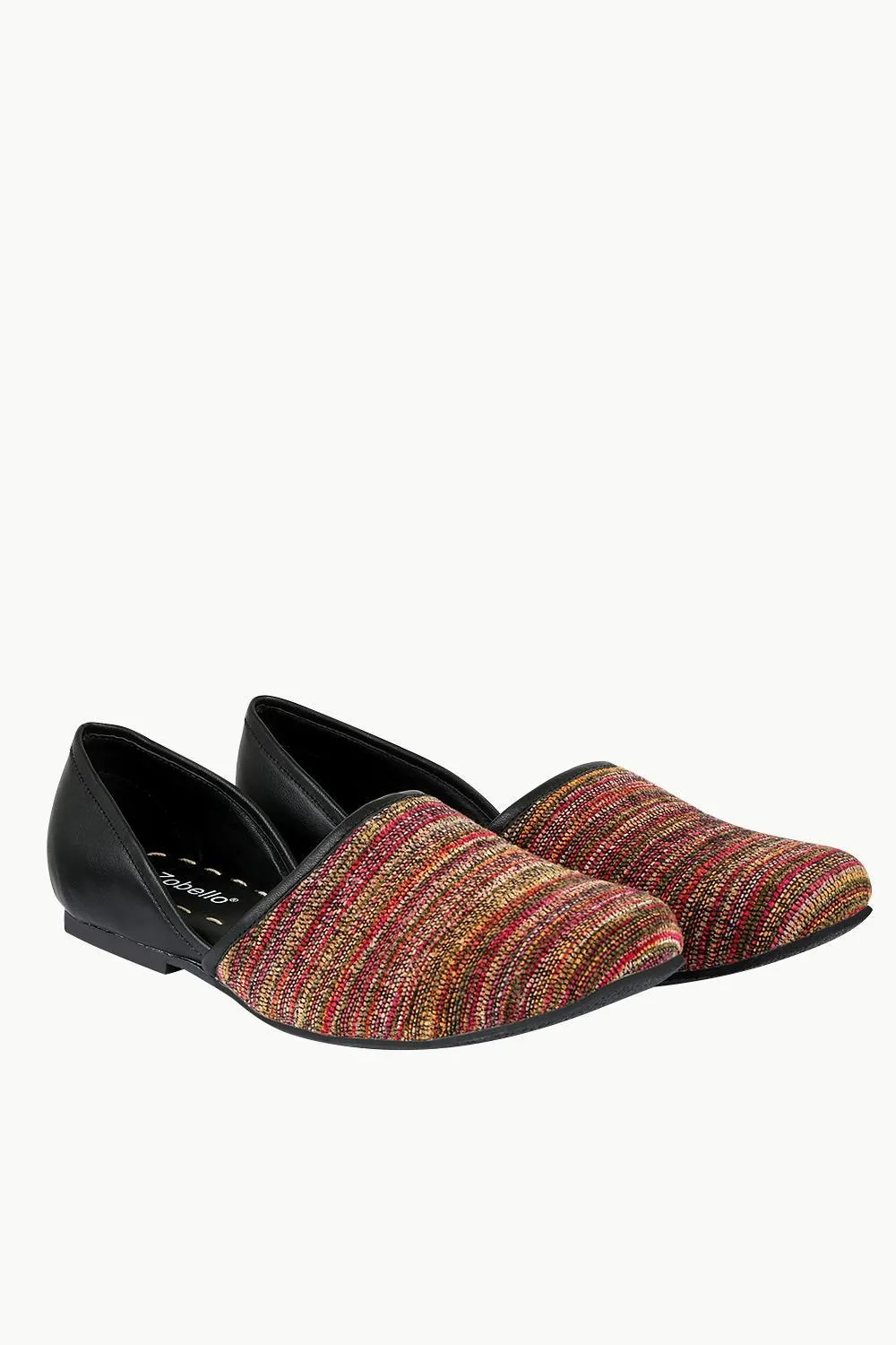 Men's Multicolour Jacquard Slip-On Juttis