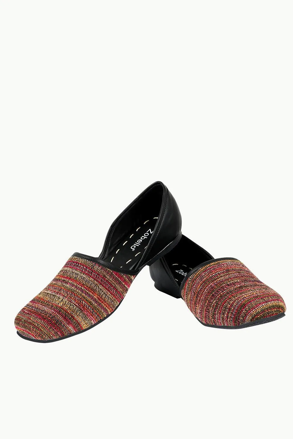 Men's Multicolour Jacquard Slip-On Juttis