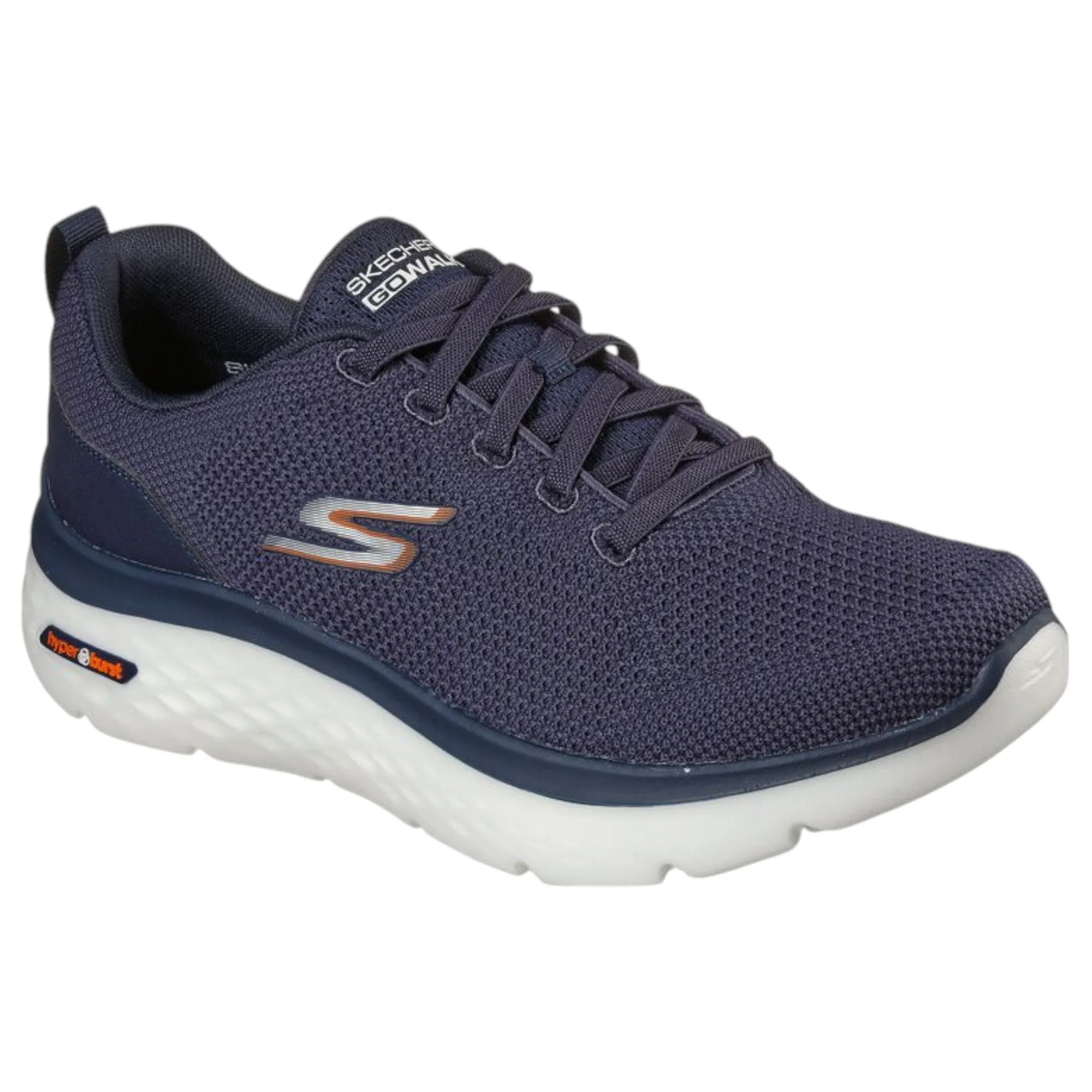 Mens Skechers Go Walk Hyper Burst - Nanocore Navy/Orange Walking Shoes