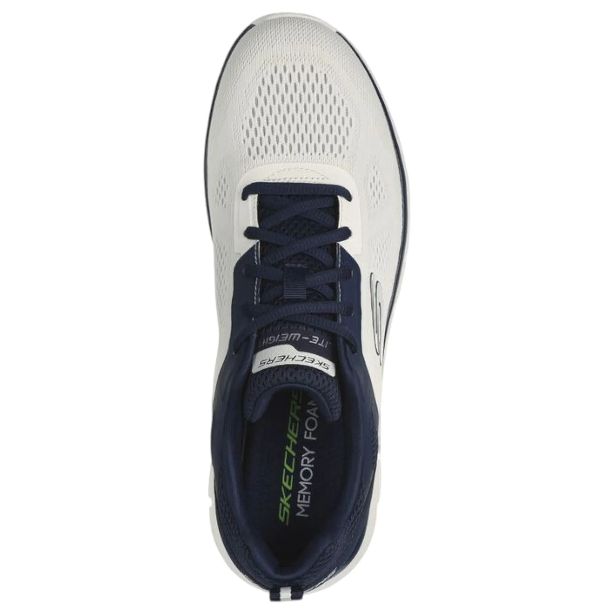 Mens Skechers Track Broader Off White/ Navy Lace Up Athletic Shoes