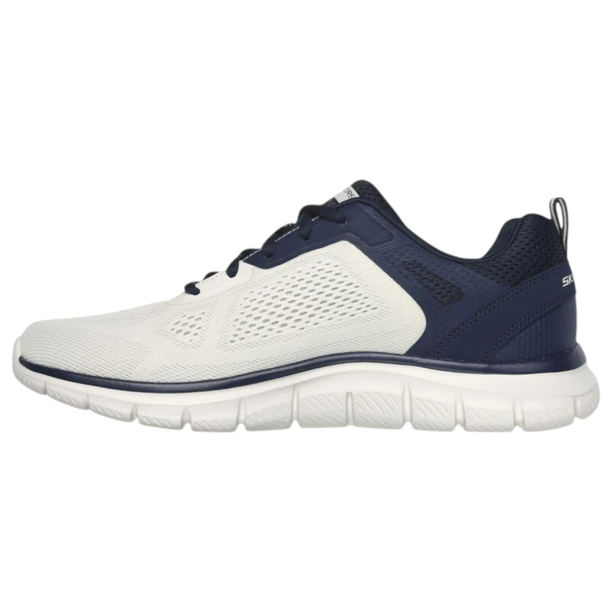 Mens Skechers Track Broader Off White/ Navy Lace Up Athletic Shoes