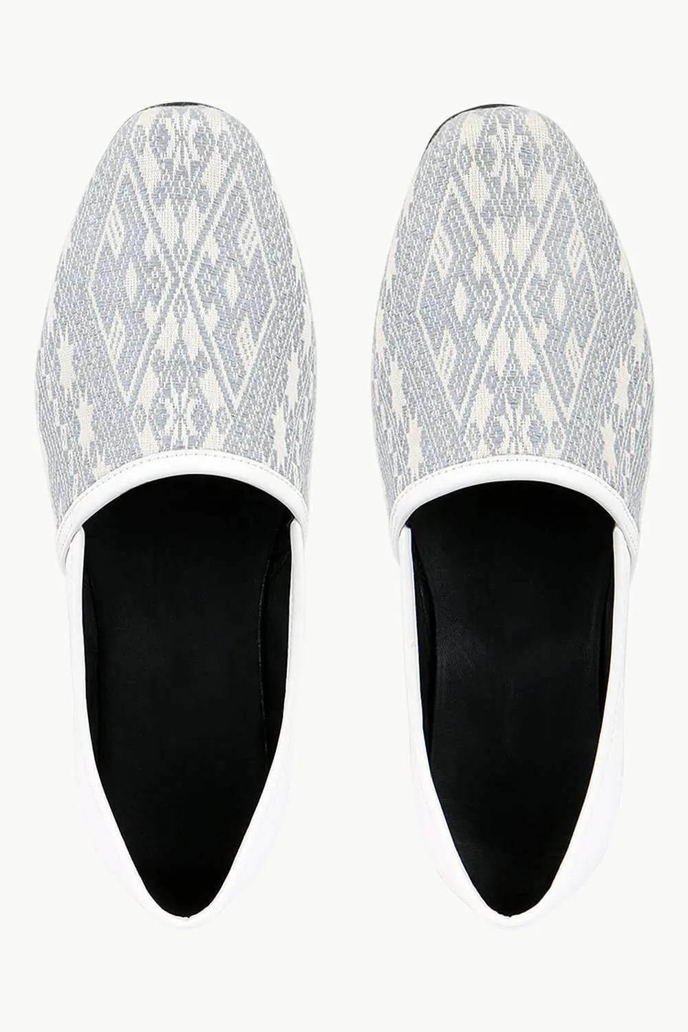 Men's White Jacquard Slip-On Juttis