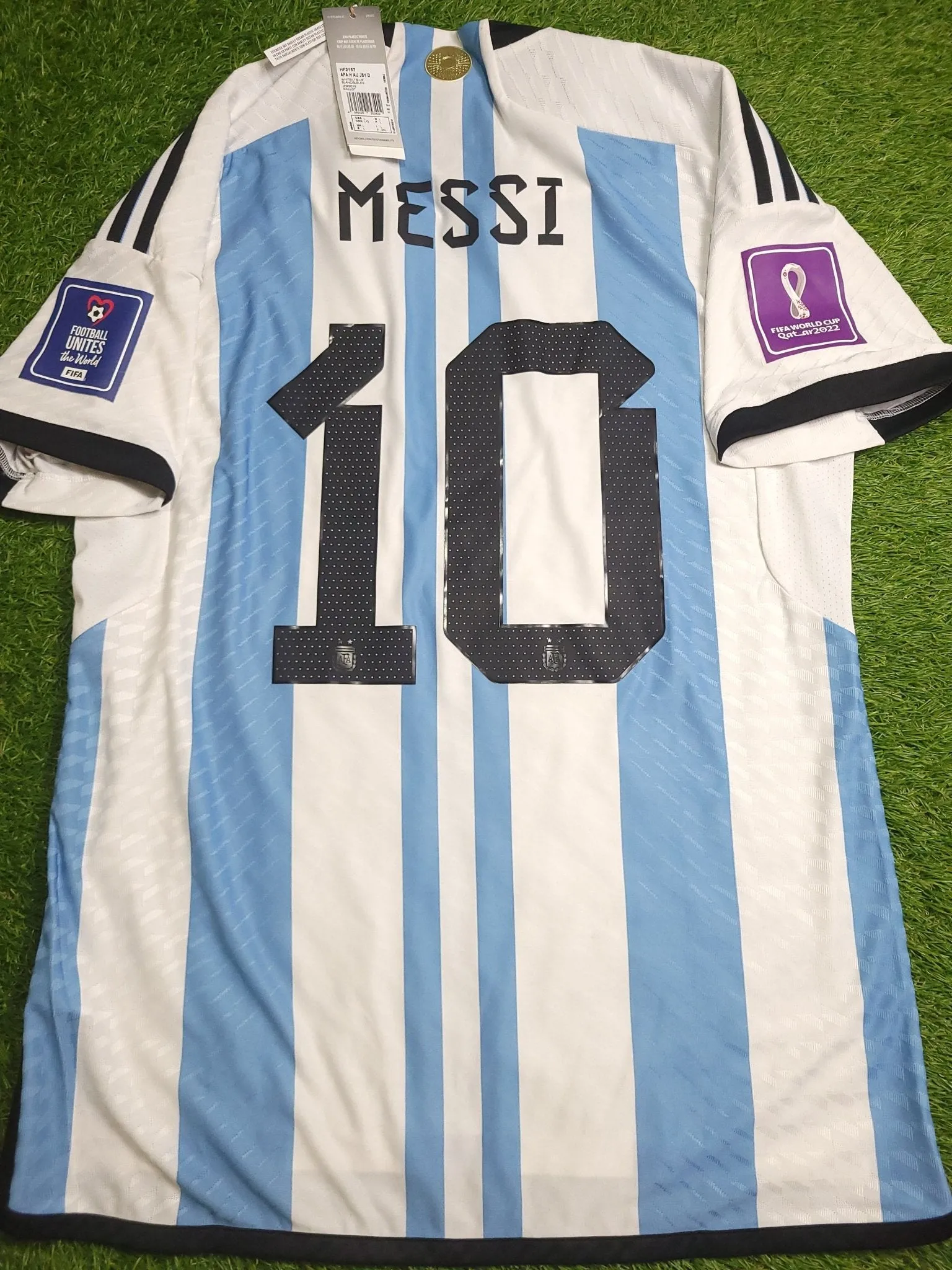Messi Argentina 2022 WORLD CUP FINAL PLAYER ISSUE Home Soccer Jersey Shirt BNWT L SKU# HF2157