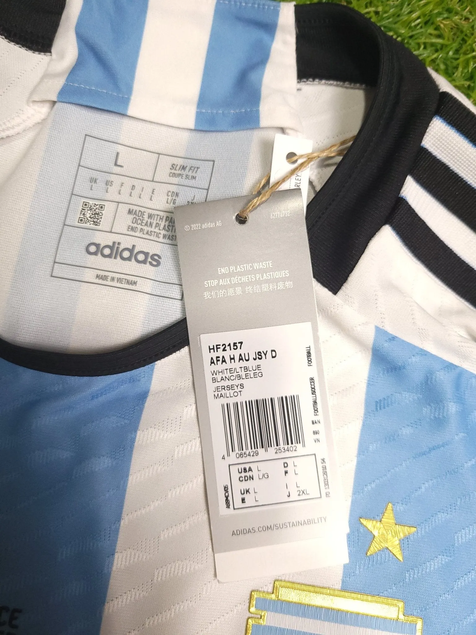 Messi Argentina 2022 WORLD CUP FINAL PLAYER ISSUE Home Soccer Jersey Shirt BNWT L SKU# HF2157