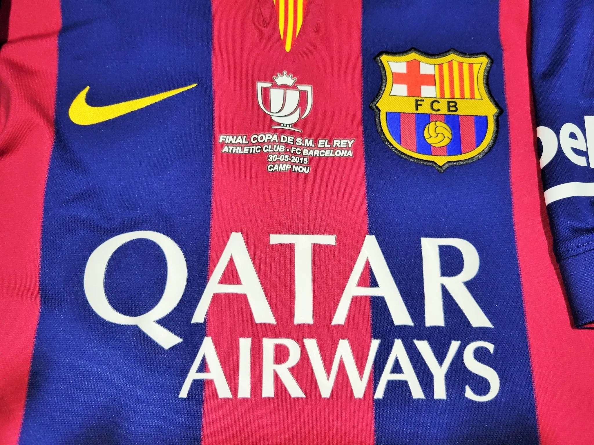 Messi Barcelona 2014 2015 COPA DEL REY FINAL TREBLE SEASON Soccer Home Jersey Shirt M SKU# 610594-422