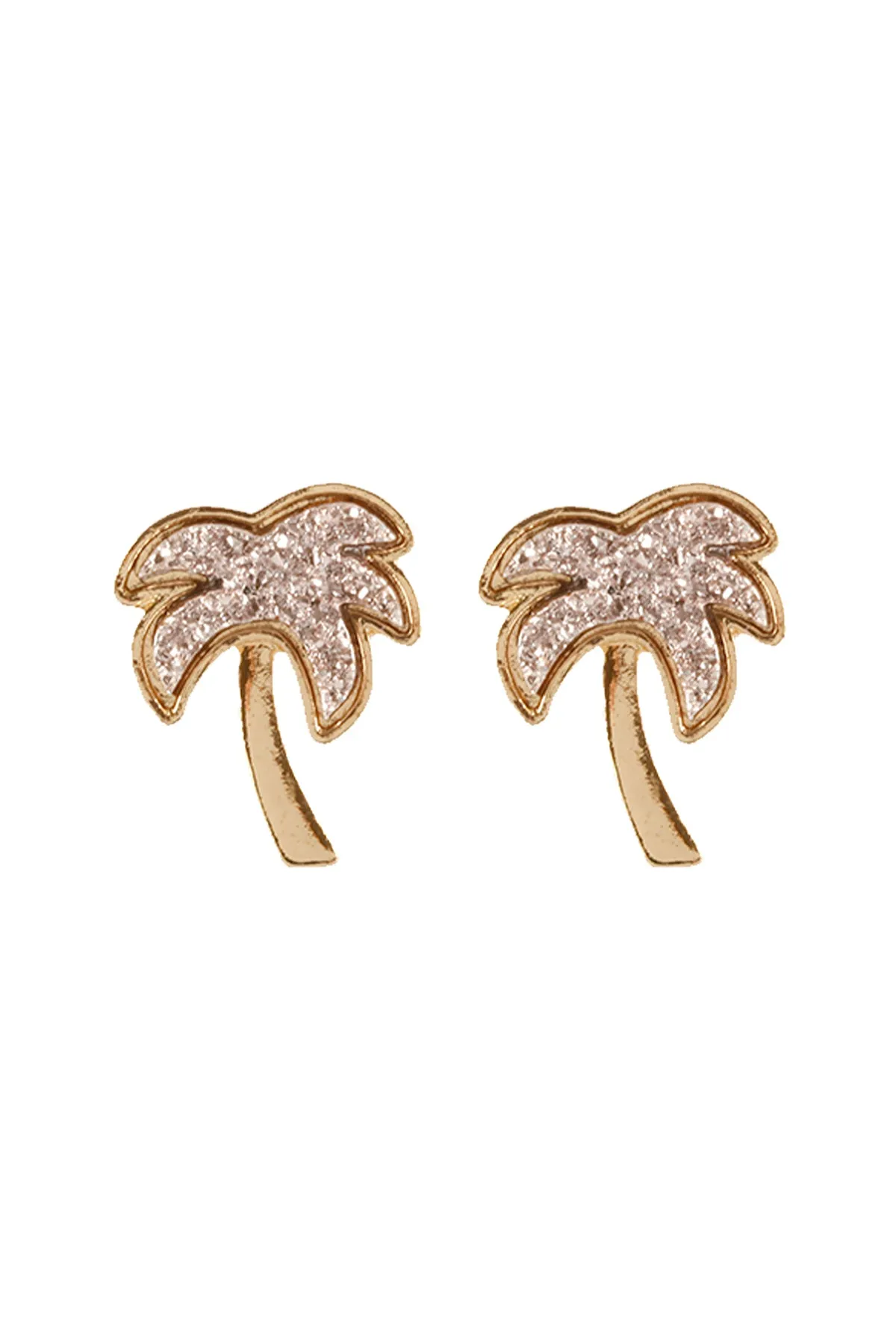 METAL DRUZY PALM TREE POST EARRINGS