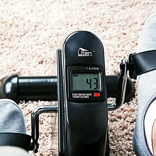 Mini Exercise Bike-Uten Under Desk Bike Pedal Exerciser, Peddler Exerciser, Portable Foot Cycle Arm & Leg Peddler Machine with LCD Screen Displays-Black