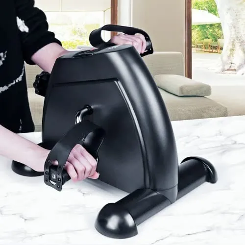 Mini Exercise Bike-Uten Under Desk Bike Pedal Exerciser, Peddler Exerciser, Portable Foot Cycle Arm & Leg Peddler Machine with LCD Screen Displays-Black