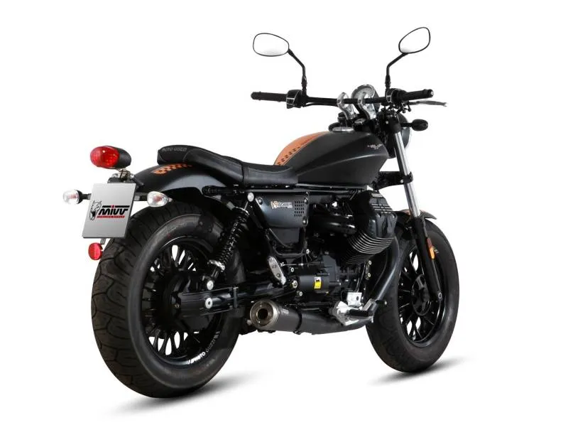 MIVV Slip-on Ghibli Black Stainless Steel  Exhaust For MOTO GUZZI V9 BOBBER / ROAMER 2016 - 2022
