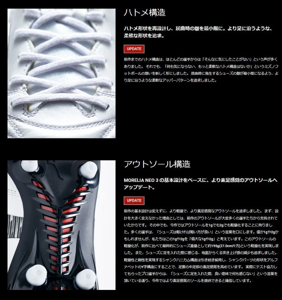 Mizuno Soccer Spikes Morelia Neo 4 β Japan NEO JAPAN MIZUNO Soccer Shoes P1GA234009