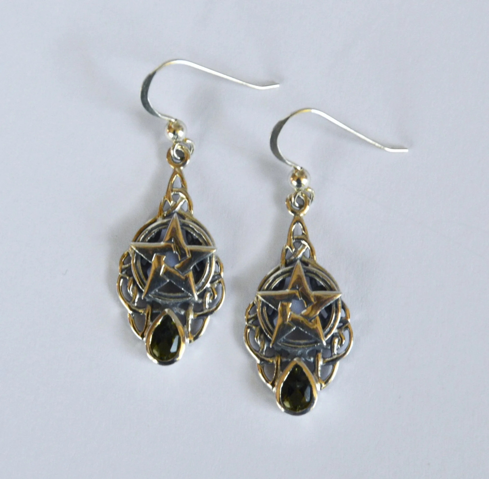 Moldavite Star Earrings