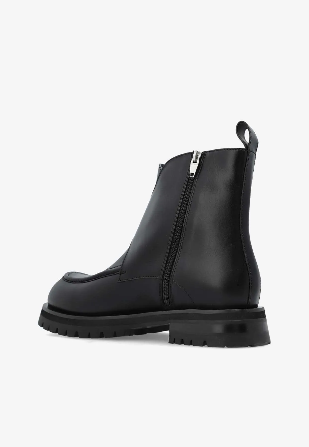 Monogram Buckle Leather Ankle Boots