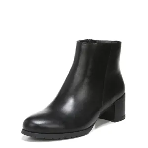 Naturalizer Womens Bay Waterproof Heeled Ankle Boot Black Leather 7 W