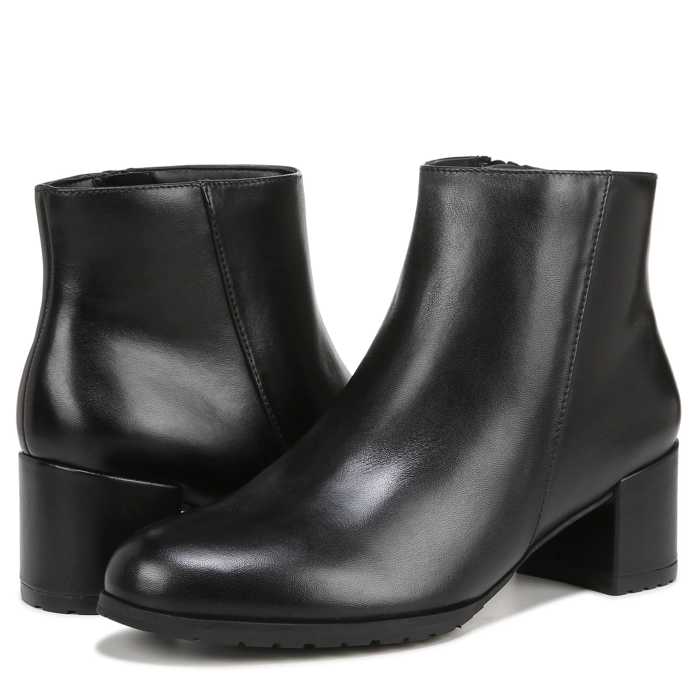 Naturalizer Womens Bay Waterproof Heeled Ankle Boot Black Leather 7 W