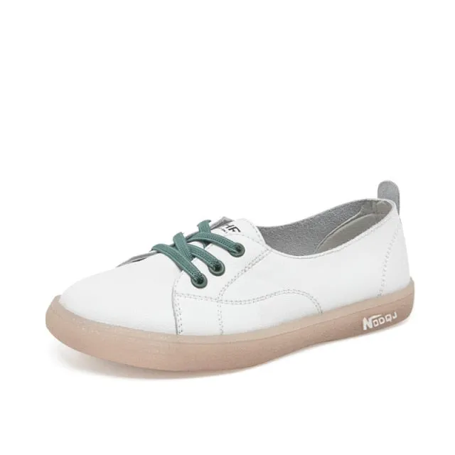 New Genuine Leather Women Sneakers Slip On Fashion Tennis Shoes