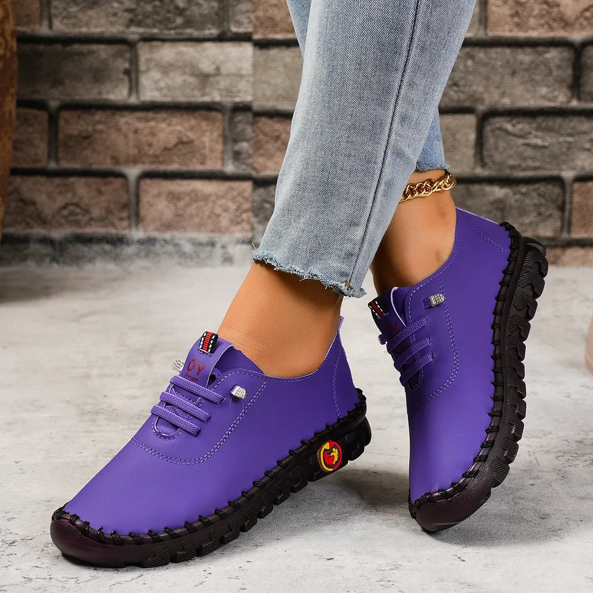 New Soft-Soled Retro Roman Shoes – Breathable Stitching Design, Muffin Bottom, Plus Size Women’s Single Shoes for Spring and Summer