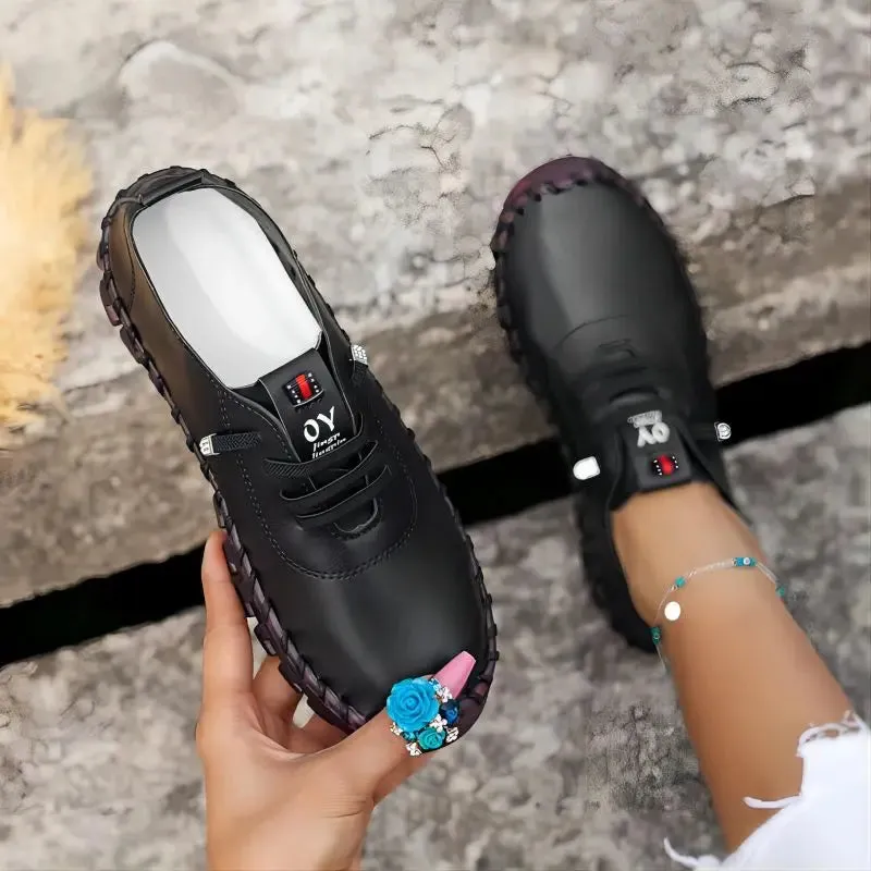 New Soft-Soled Retro Roman Shoes – Breathable Stitching Design, Muffin Bottom, Plus Size Women’s Single Shoes for Spring and Summer