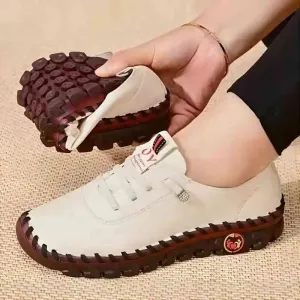 New Soft-Soled Retro Roman Shoes – Breathable Stitching Design, Muffin Bottom, Plus Size Women’s Single Shoes for Spring and Summer