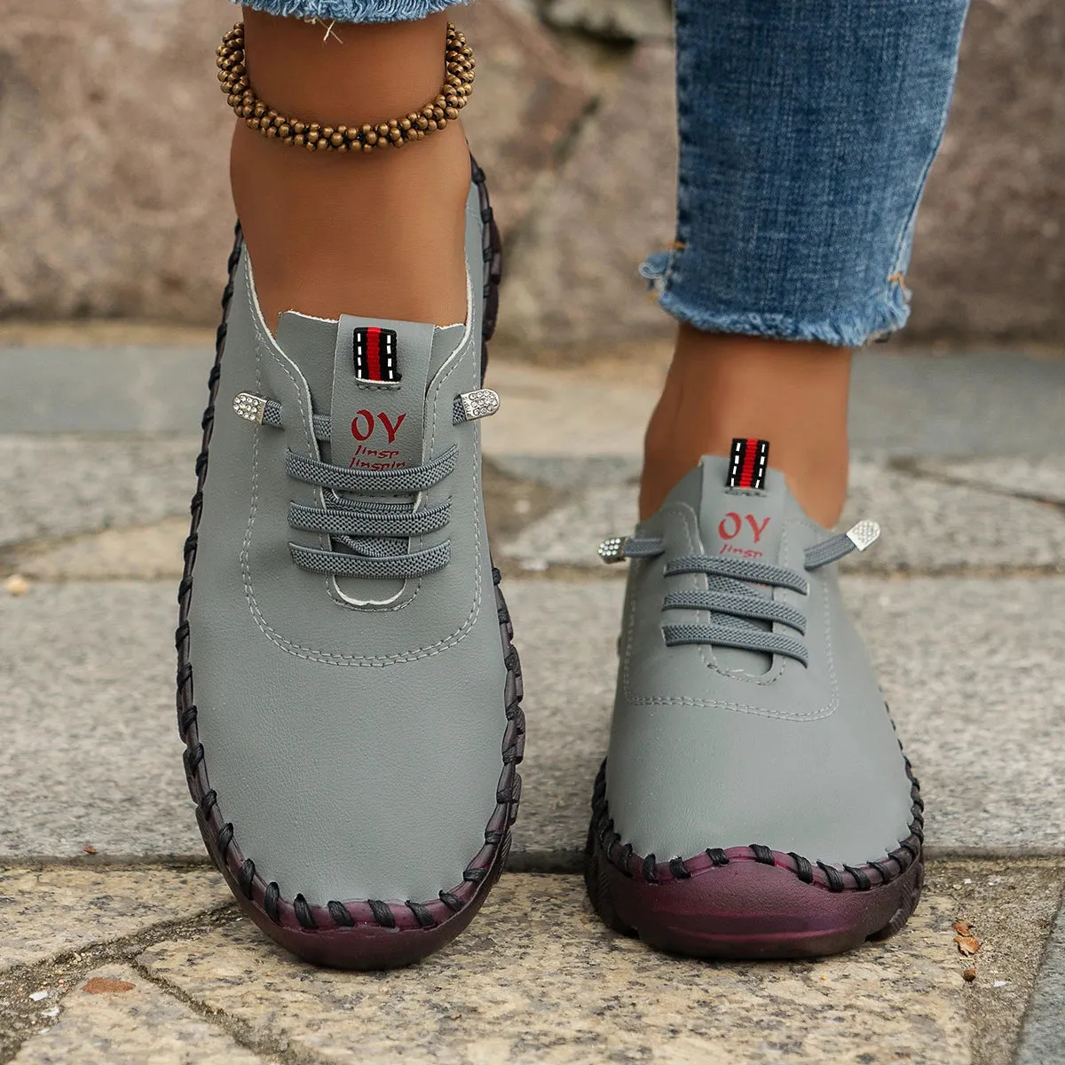 New Soft-Soled Retro Roman Shoes – Breathable Stitching Design, Muffin Bottom, Plus Size Women’s Single Shoes for Spring and Summer