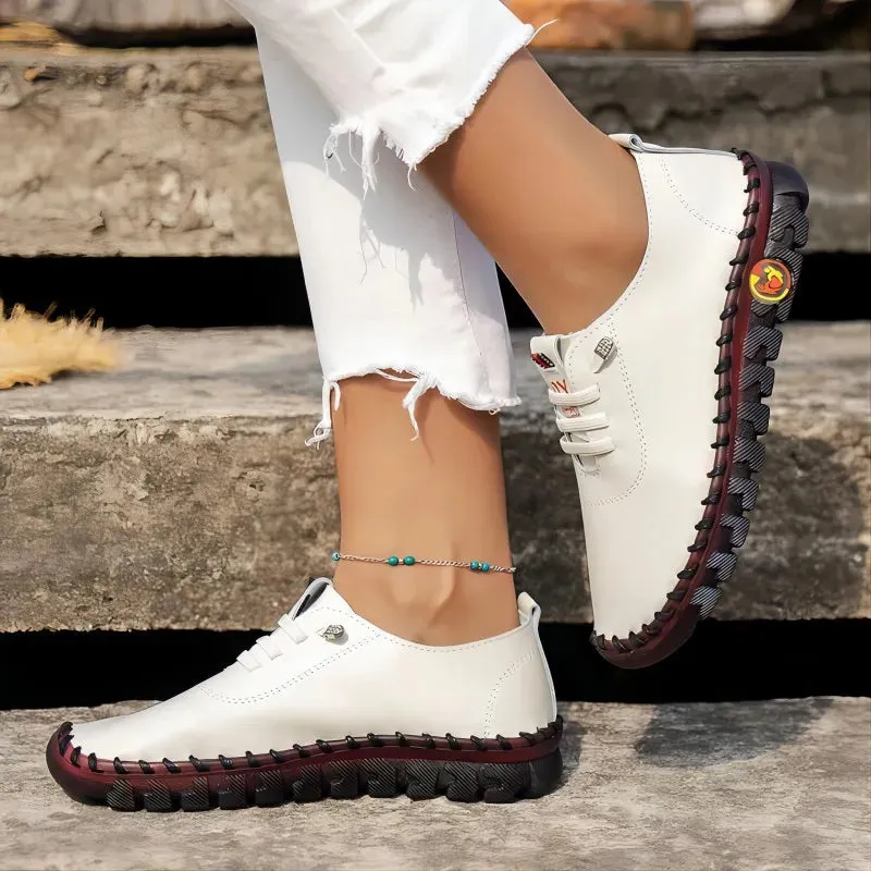 New Soft-Soled Retro Roman Shoes – Breathable Stitching Design, Muffin Bottom, Plus Size Women’s Single Shoes for Spring and Summer
