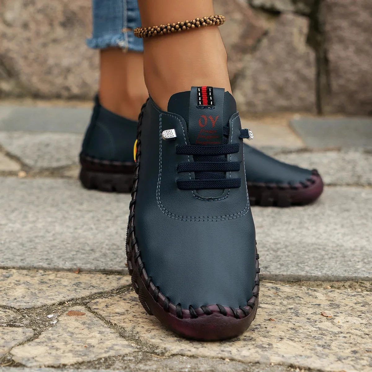 New Soft-Soled Retro Roman Shoes – Breathable Stitching Design, Muffin Bottom, Plus Size Women’s Single Shoes for Spring and Summer