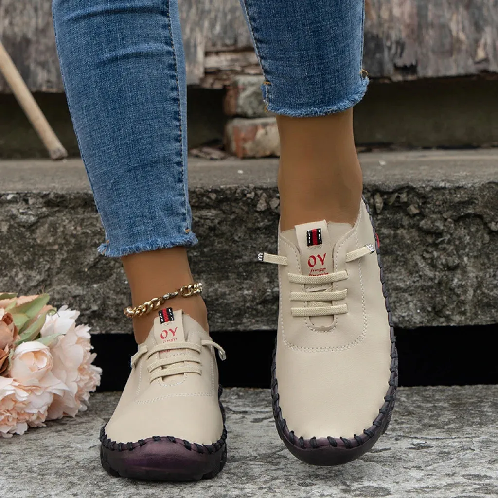 New Soft-Soled Retro Roman Shoes – Breathable Stitching Design, Muffin Bottom, Plus Size Women’s Single Shoes for Spring and Summer