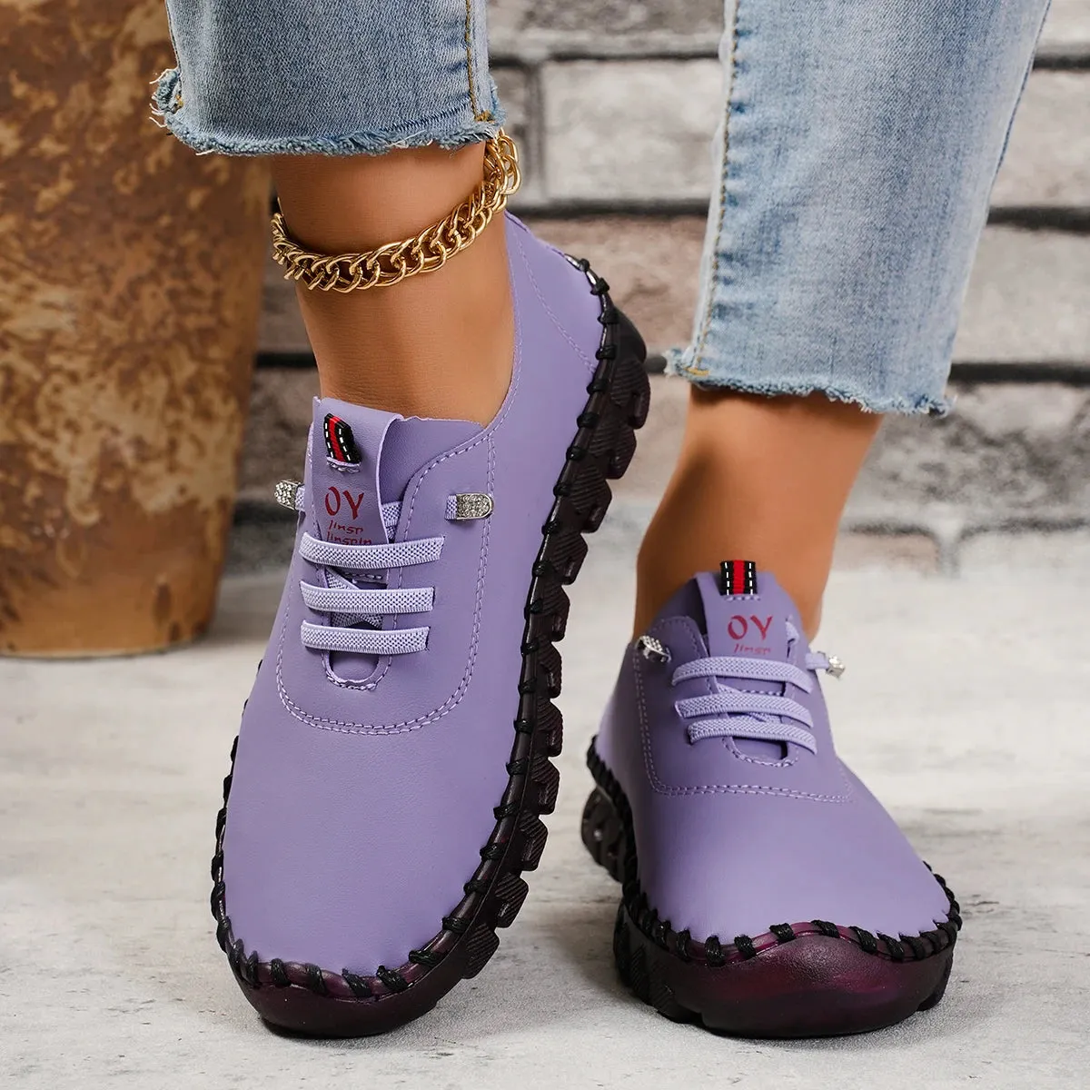 New Soft-Soled Retro Roman Shoes – Breathable Stitching Design, Muffin Bottom, Plus Size Women’s Single Shoes for Spring and Summer